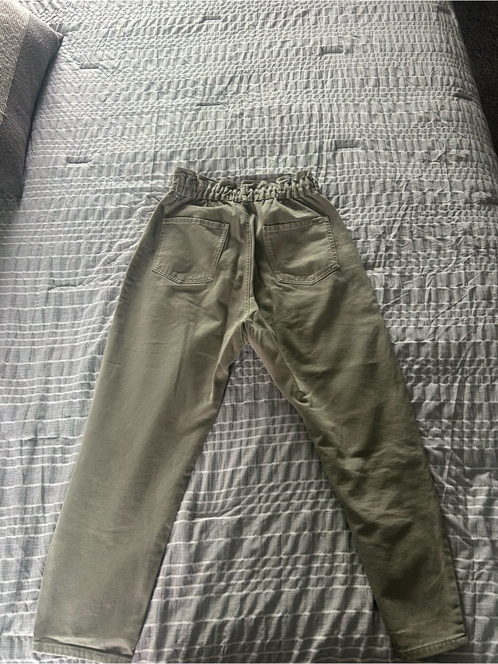 Elastic Waist Olive Green Casual Pants
